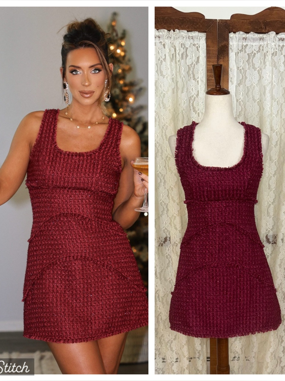Gorgeous VICI Izel Frayed Trim Tweed Dress